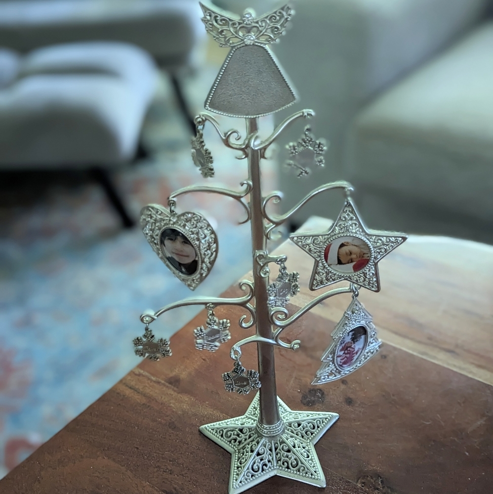 Things Remembered Christmas Tree Picture Frame Snowflake Sliver Rhinestone Angel